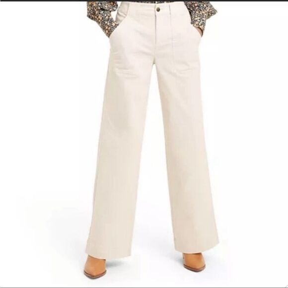 Nili Lotan for Target White/Cream Wide Leg Cargo Flare Pants 20W/22W - Picture 1 of 11